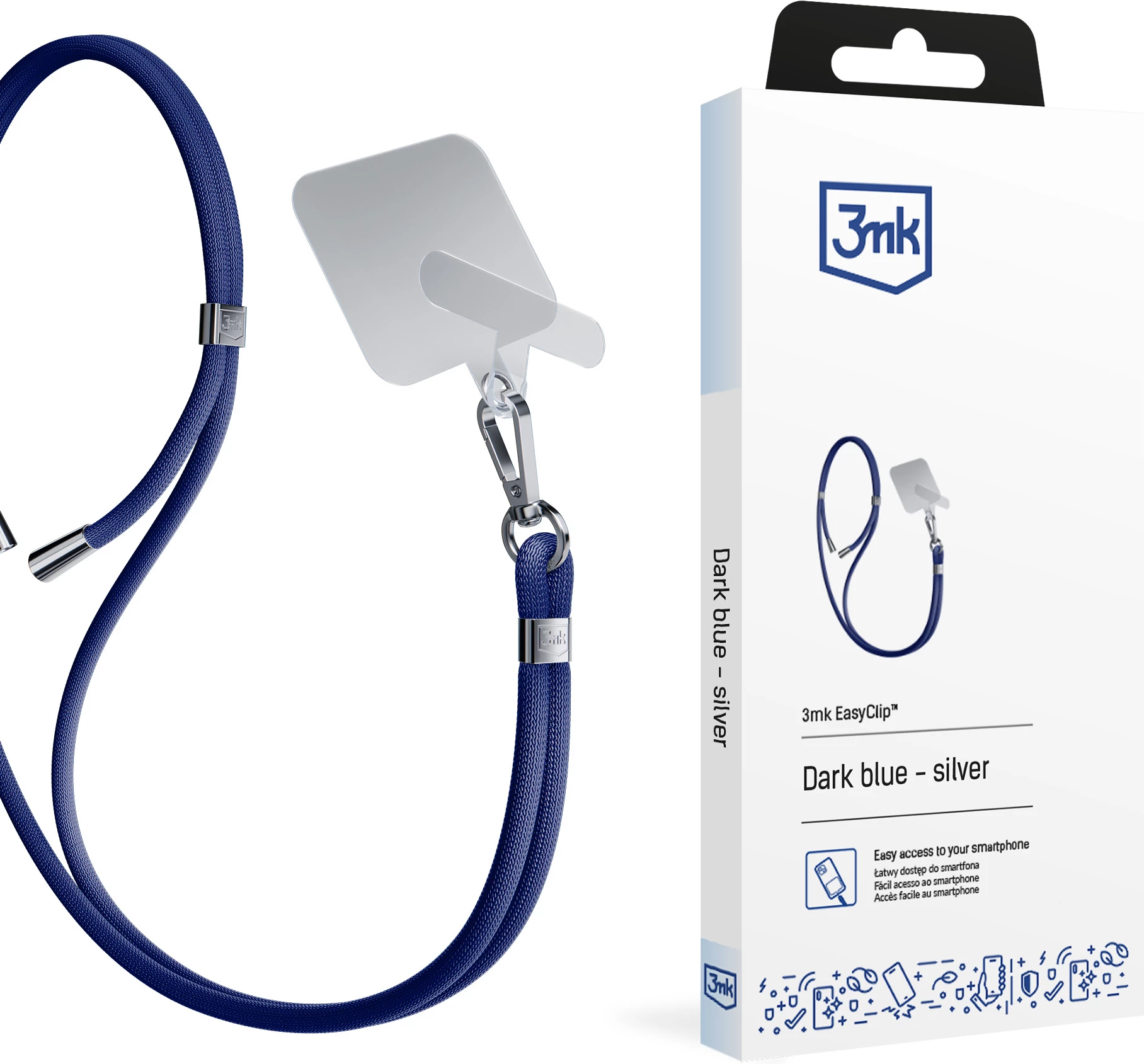 Vrvica za telefon 3mk EasyClip, modra