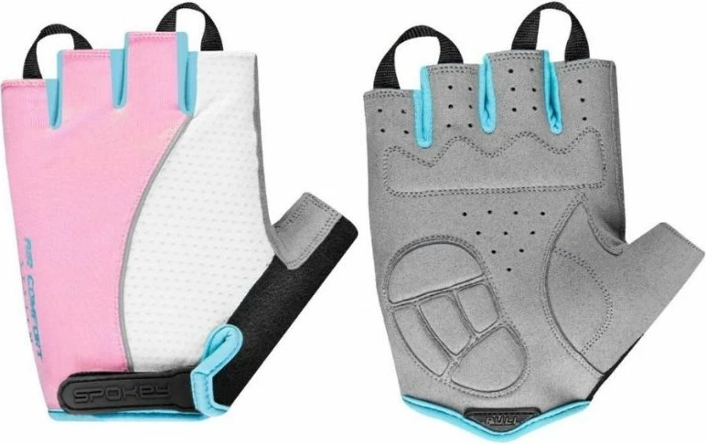 Dame kolesarske rokavice Spokey Piacenza, rožnate in bele