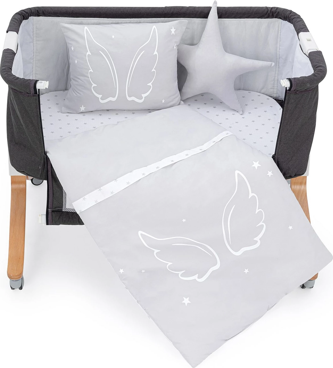 Set za spanje dojenčka, angelska krila, siva, 5-delni