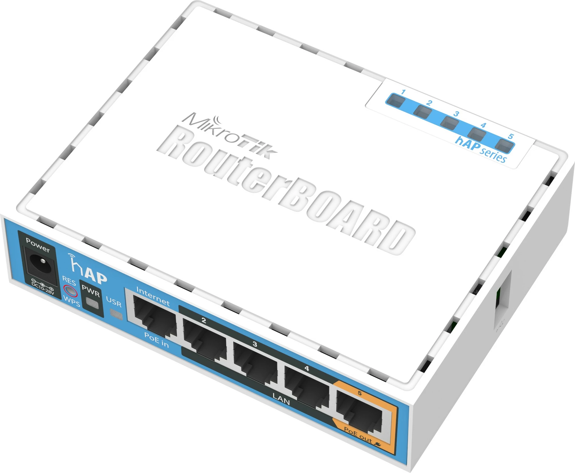Brezžični usmerjevalnik MikroTik hAP, 2,4 GHz, 10/100 Mbit/s, bel