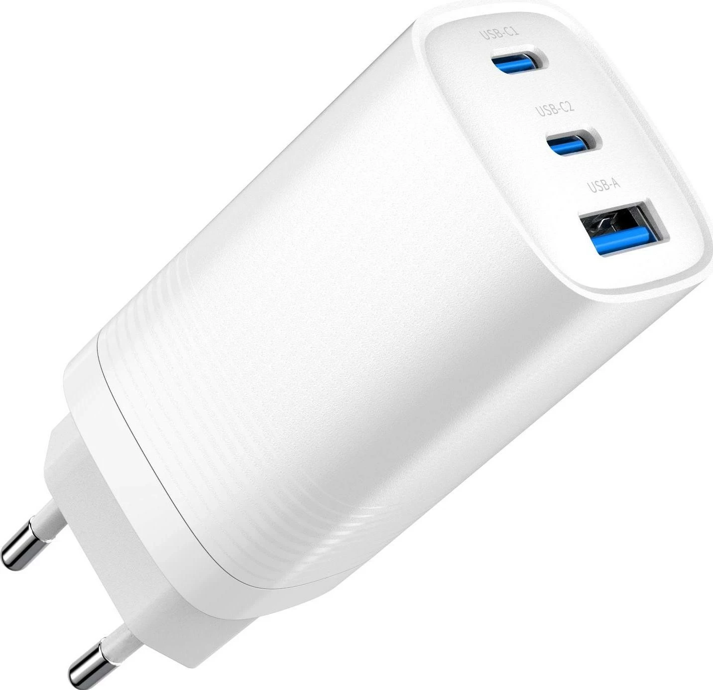 Polnilec GaN USB QC3.0 65W, 2x Type-C + 1x USB 3.0, bel - Gembird