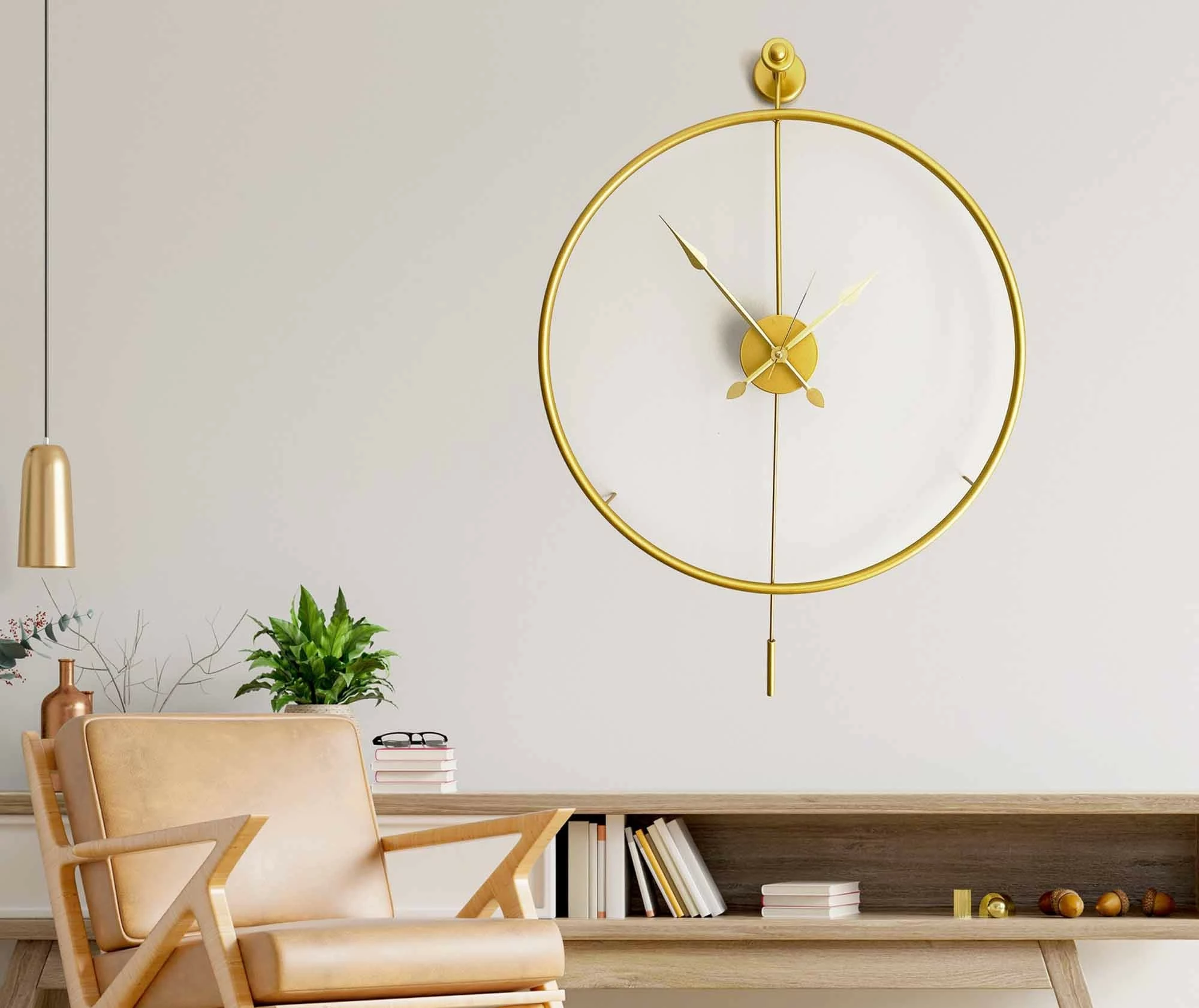 Stenska dekorativna kovinska ura, zlata, Wallity Mclock-00103