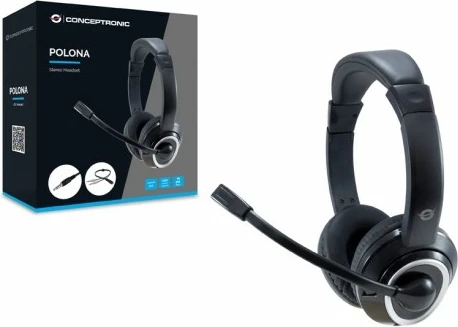 Slušalke Conceptronic Headset Klinke Mikro, 2.0m, črne