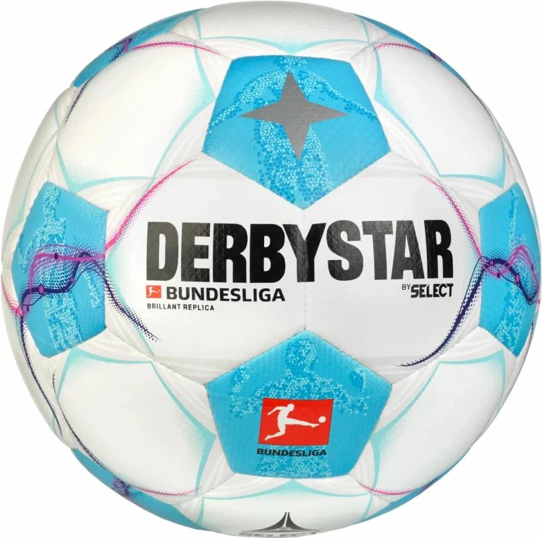 Nogometna žoga Derbystar Bundesliga Brillant Replica v24 Select, za ženske in moške, bela in modra