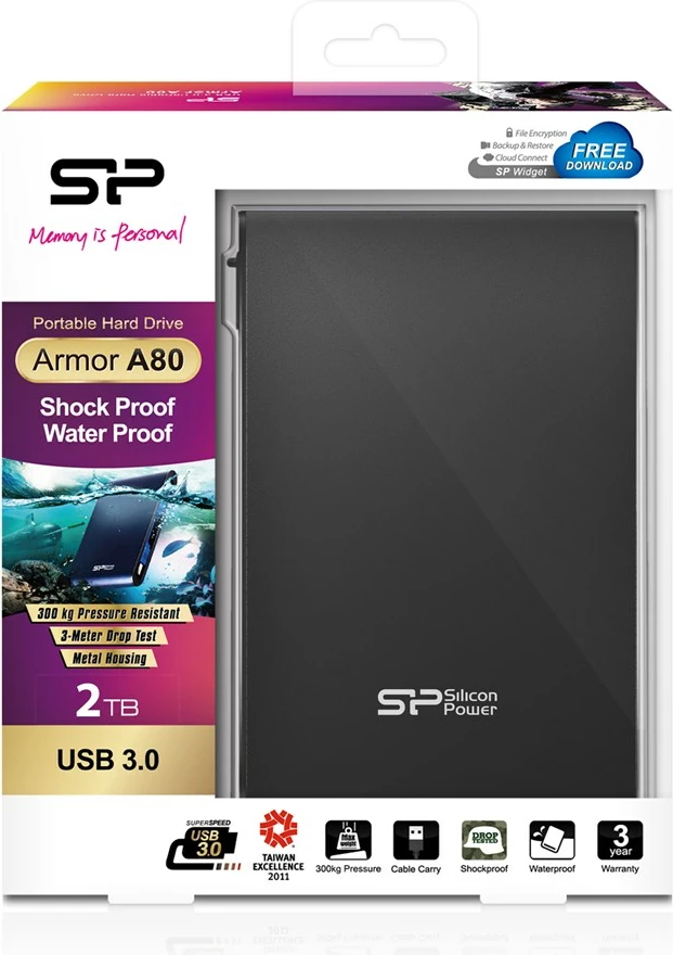 Zunanji trdi disk Silicon Power Armor A80, 2TB, črn