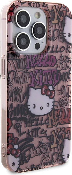 Ovitek za telefon IML Tags Graffiti, Hello Kitty, za iPhone 15 Pro Max, rožnat
