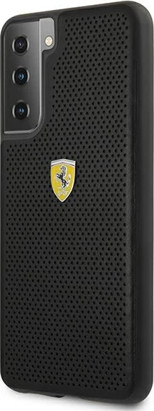 Preluknjan ovitek On Track Perforated za Samsung Galaxy S21+, Ferrari FESPEHCS21MBK, črn