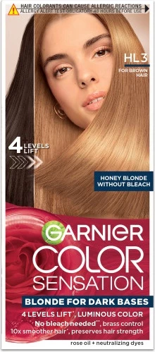 Trajna barva za lase Miodowy Blond, Garnier Color Sensation HL3, za ženske, 1 kos