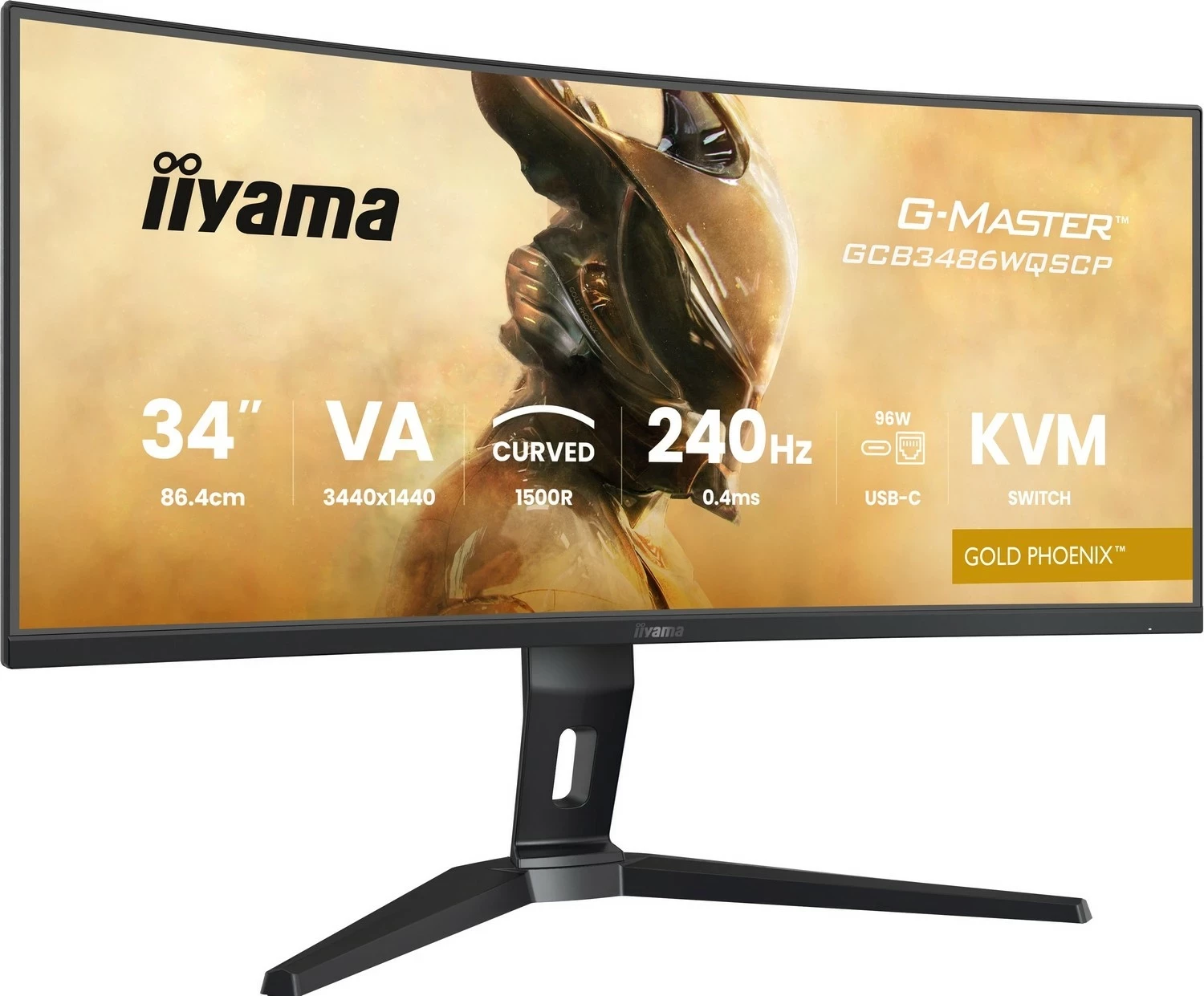 Ukristalnjen zaslon 34" UWQHD 240Hz ukrivljen, iiyama G-Master GCB3486WQSCP-B1, črn