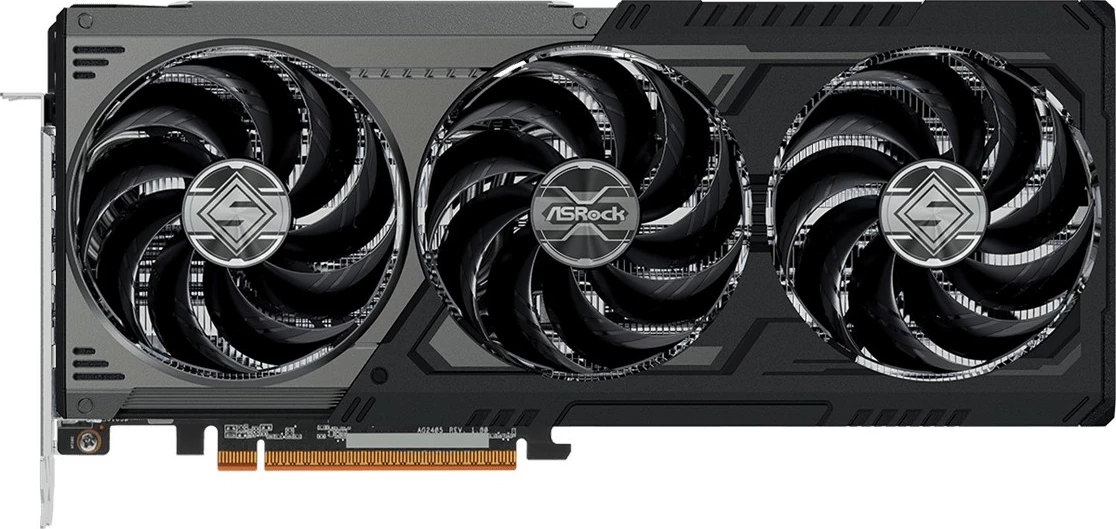 Grafična kartica Radeon RX 9070XT Steel Legend Dark ASRock, 16GB, 3 ventilatorji, večbarvna