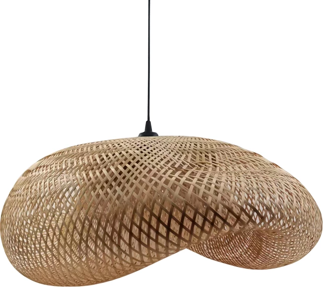 Stropna svetilka iz naravnega bambusa Lighty Inart, E27, D42×13 cm