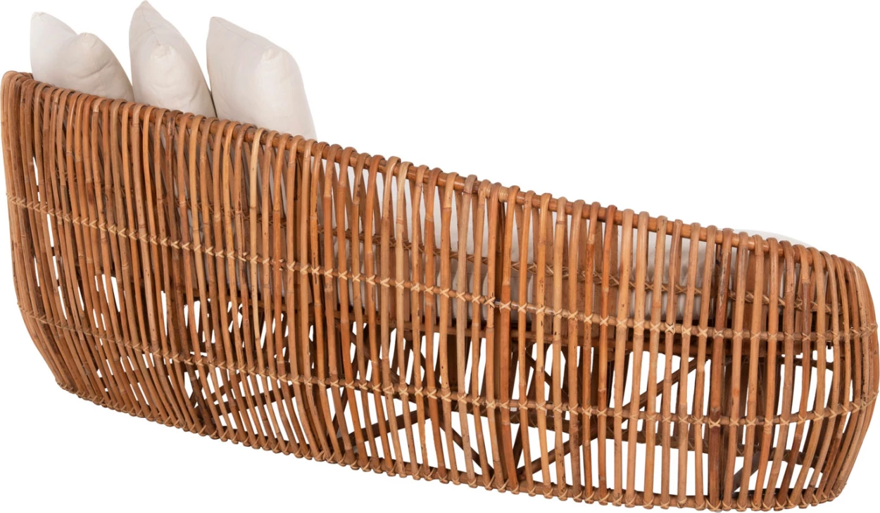 Sedežna garnitura LANTRY iz naravnega ratana - bele blazine 215x60x78H cm