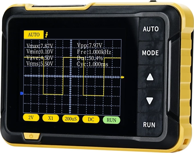 Mini prenosni osciloskop, FNIRSI DSO152, 2.5MS/s, pasovna širina 200 kHz, ±400V, zaslon 2.8", baterija 1000 mAh, USB-C, s sondami in kablom
