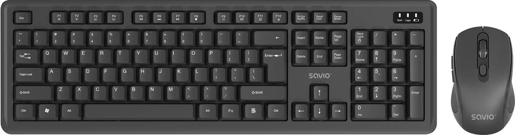 Set brezžične tipkovnice in miške Savio KB-03, USB, QWERTY, angleščina (ZDA), črn
