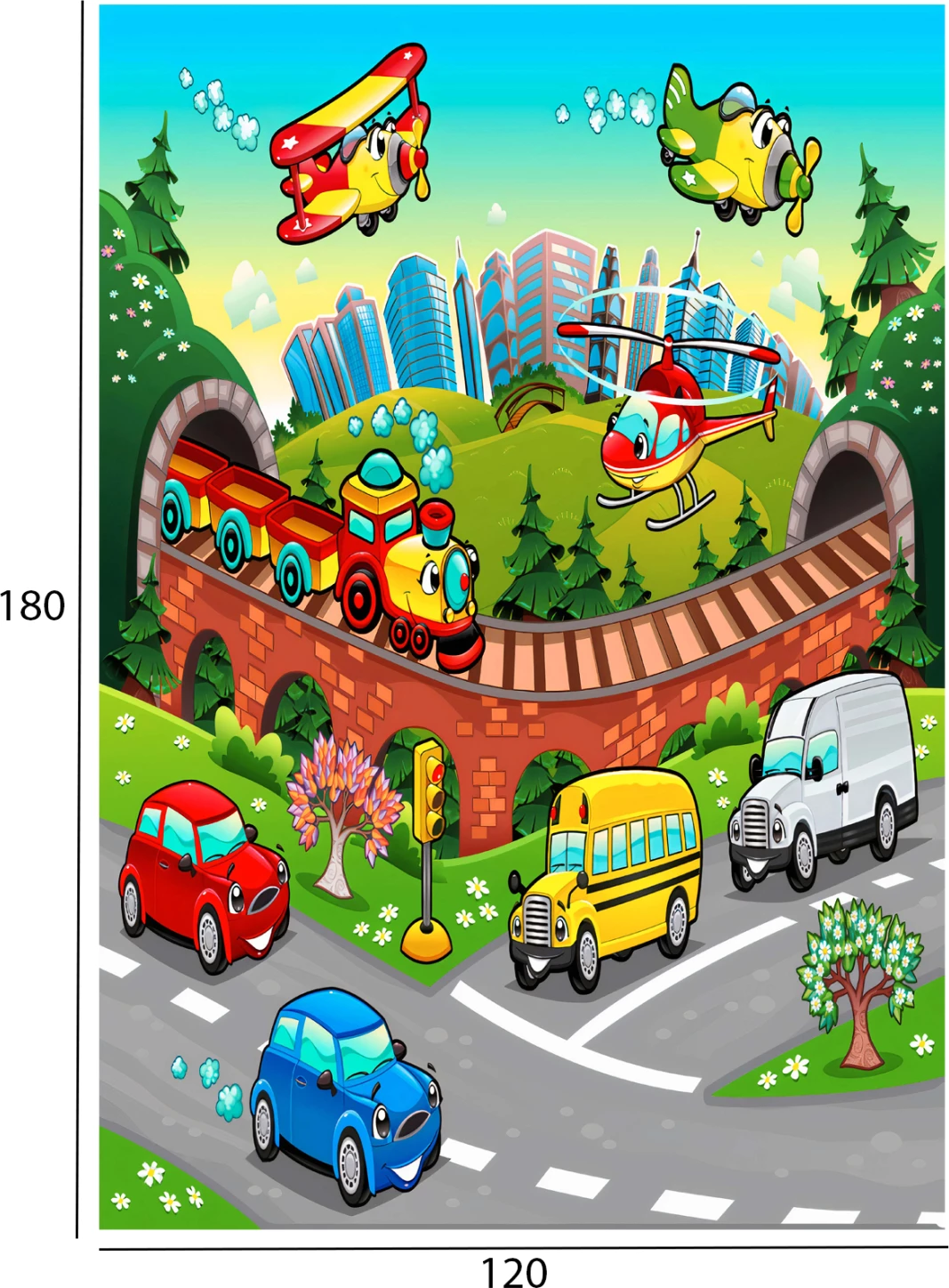 Otroška preproga z različnimi prevoznimi sredstvi, resice FH7679.13 120Χ180cm