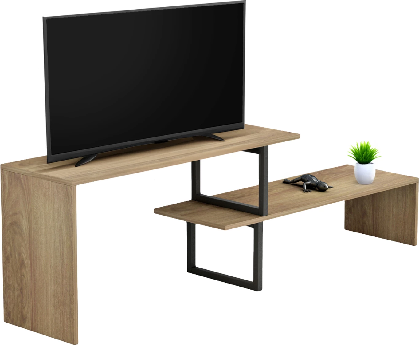 Raztegljivo pohištvo za TV BRIGGITE FH8893.11 iz melamina v sonama barvi - črne kovinske noge 110-160x30x45Hcm
