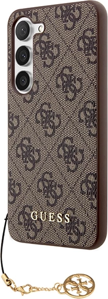 Ovitek za telefon 4G Charms za Samsung Galaxy S23, Guess GUHCS23SGF4GBR, rjav