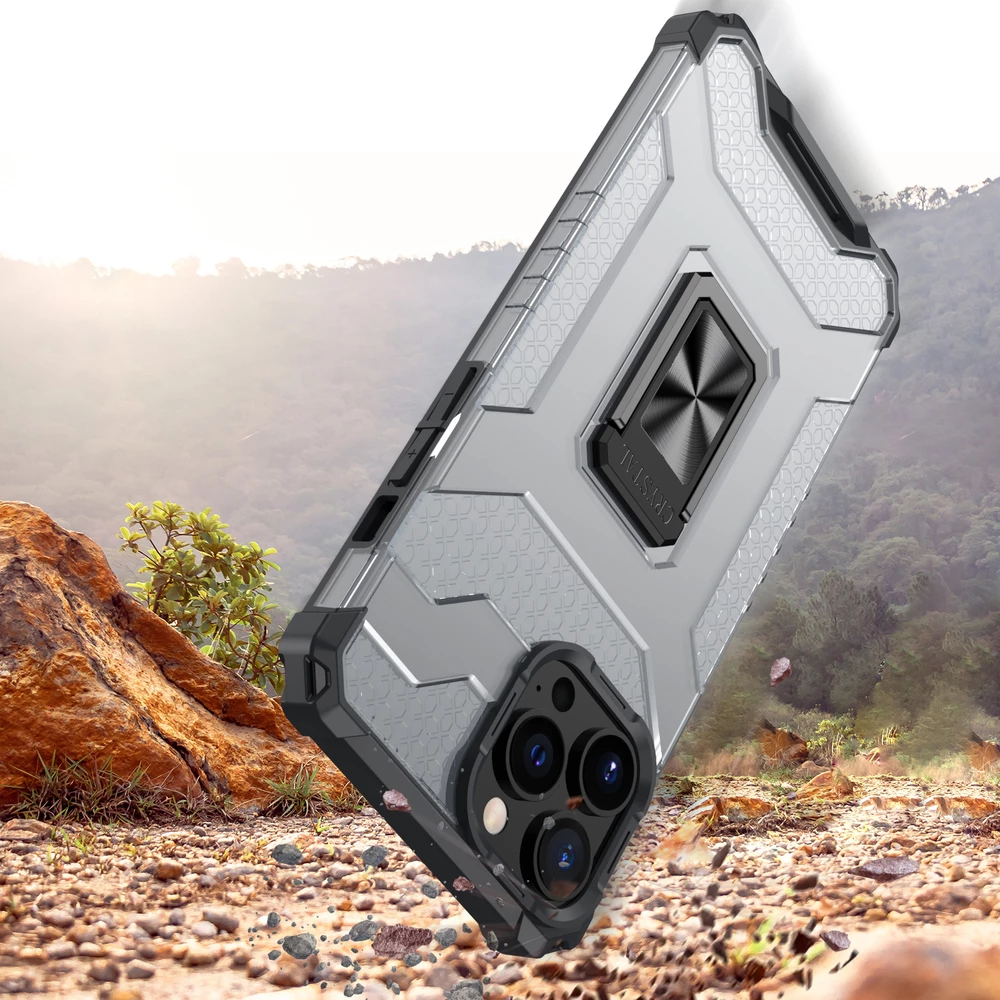 Ovitek za telefon Crystal Ring Case Hurtel za iPhone 13 Pro Max, z stojalom, zelen