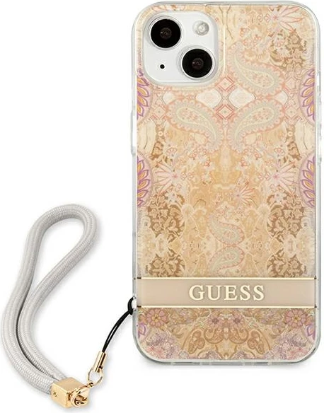 Ovitek s cvetličnim trakom Guess GUHCP13SHFLSD za iPhone 13 mini 5,4", zlate barve