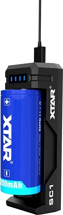 Polnilec baterij XTAR SC1, za Li-Ion, črn
