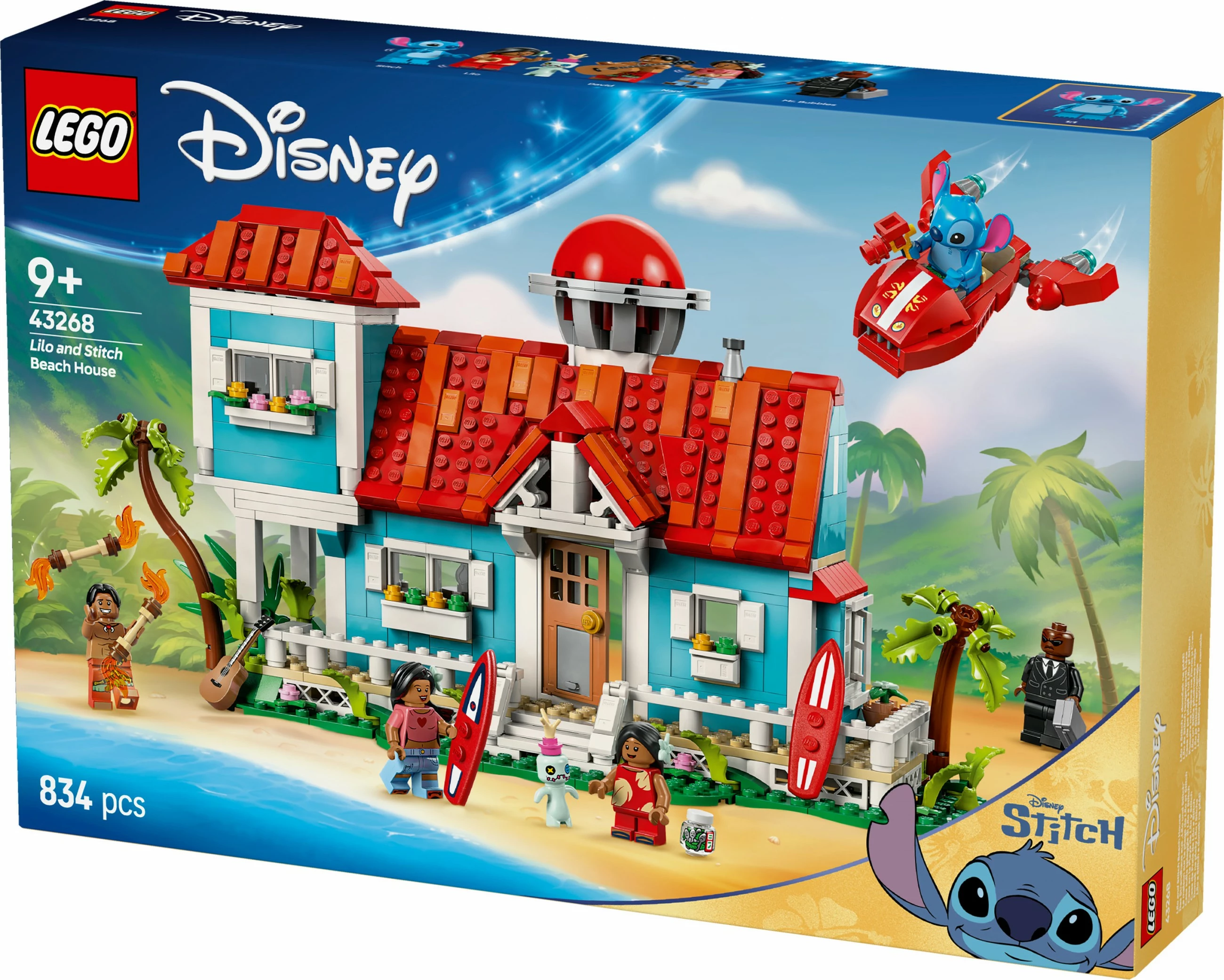 Plažna hiša Lilo in Stitch, komplet gradnje LEGO, 834 kosov, plastika, večbarvno