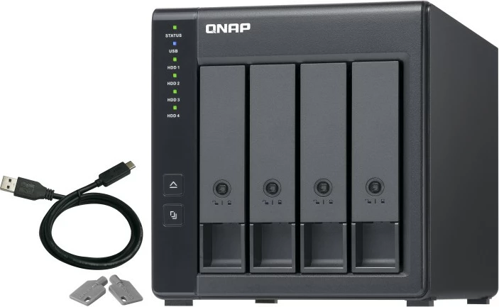 Zunanja enota za diske QNAP TR-004, HDD/SSD, 2,5/3,5", Serial ATA II, 3 Gbit/s, hot-swap, črna