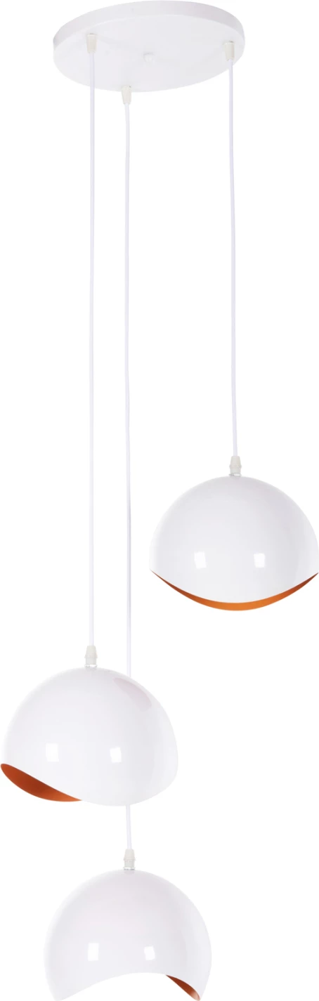 Stropna viseča svetilka s 3 lučkami FH4166.02 kovinske krogle v belo-oranžni barvi Φ20x112Hcm