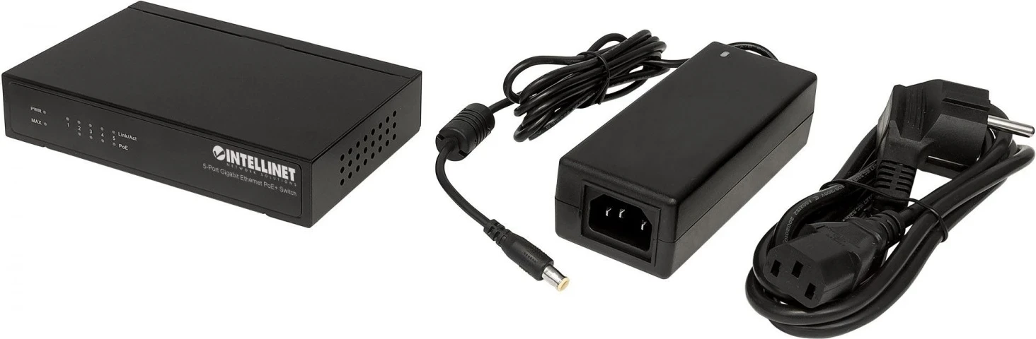 Gigabit stikalo PoE+ Intellinet 561228, 5x RJ45, 60 W