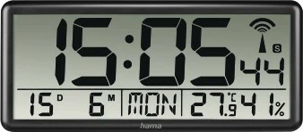 Digitalna elektronska ura Hama 186352, alarm, stenska/mizna, črna