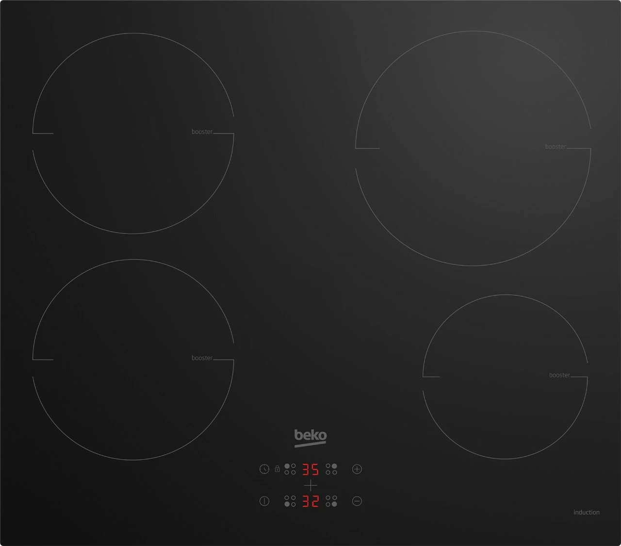 Indukcijska kuhalna plošča Beko HII64400MT, 4 kuhališča, črna
