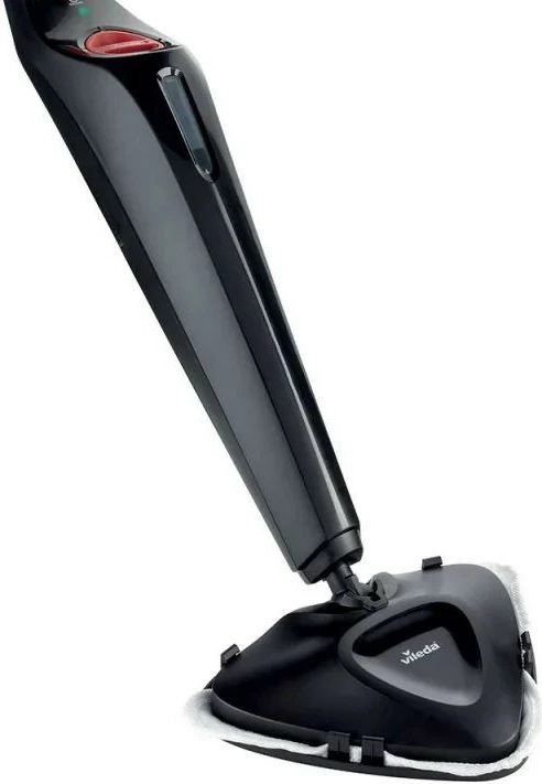 Parni mop za tla, z 2 mikrofibrskima prevlekama in dodatkom za preproge Vileda Steam Plus, črn