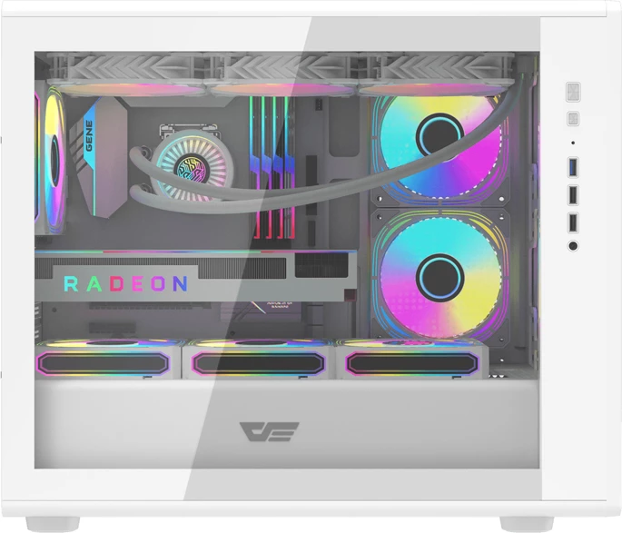 Računalniško ohišje Darkflash DB460M, M-ATX/ITX, do 12 ventilatorjev / radiator 360 mm, 2x HDD 3,5" 2x SSD 2,5", belo