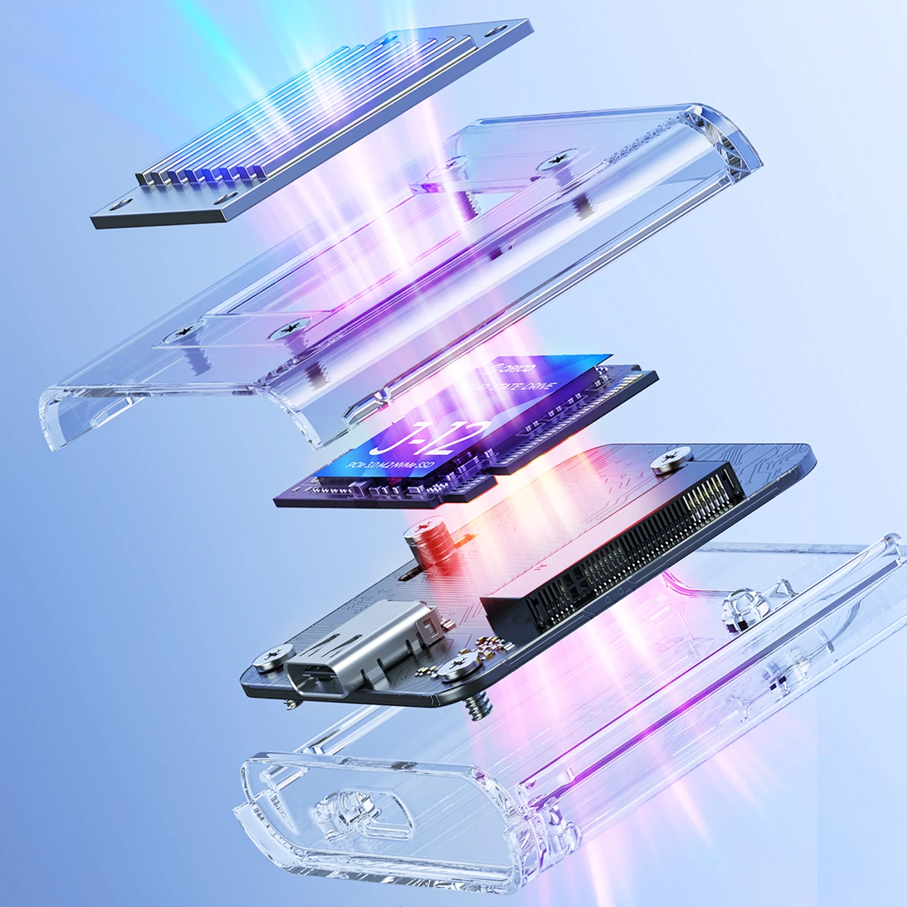 Računalniško ohišje za M.2 NVMe Orico TC20-M2-10G, USB-C 3.2, prozorno