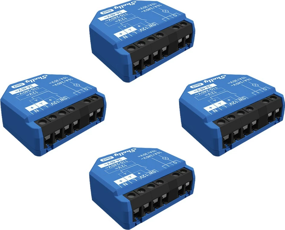 Pametni rele Shelly 1 Gen3, 4 kosi, 16A, Wi‑Fi, Bluetooth, modra