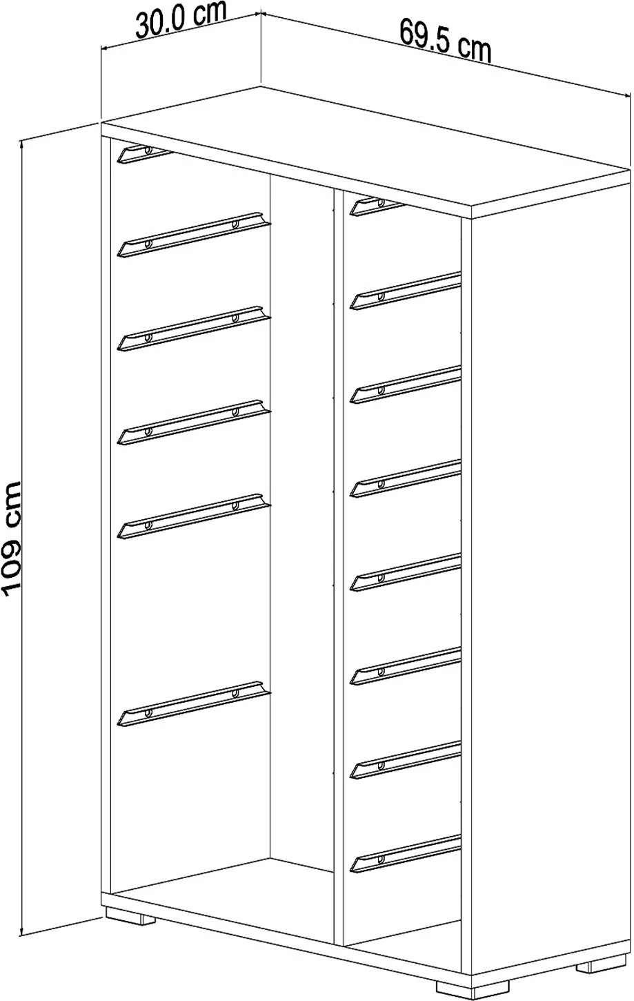 Večnamenska omara, bela, Rine 2D4K8U, 69,5x109x30 cm