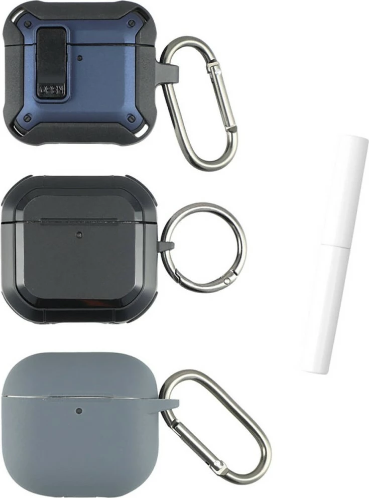 Ovitek za AirPods 4smarts Alpha, komplet 3 kosa, modra, siva, črna