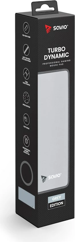 Podloga za miško Turbo Dynamic L Grey Edition SAVIO, L, siva