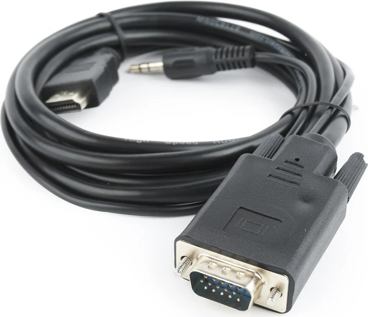 Kabel HDMI–VGA z 3,5 mm, Gembird, črn