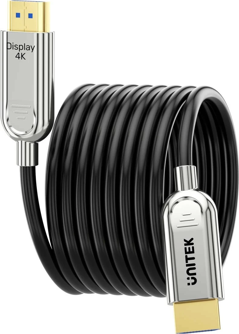 Optični HDMI kabel 2.0 AOC, 4K 60Hz, 30 m, srebrno-črn — Unitek