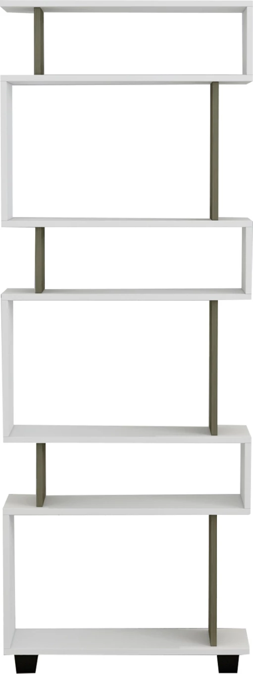 Knjižna polica OWL iz melamina v olivno sivi in beli barvi 60x19,5x165H cm. FH8923.11