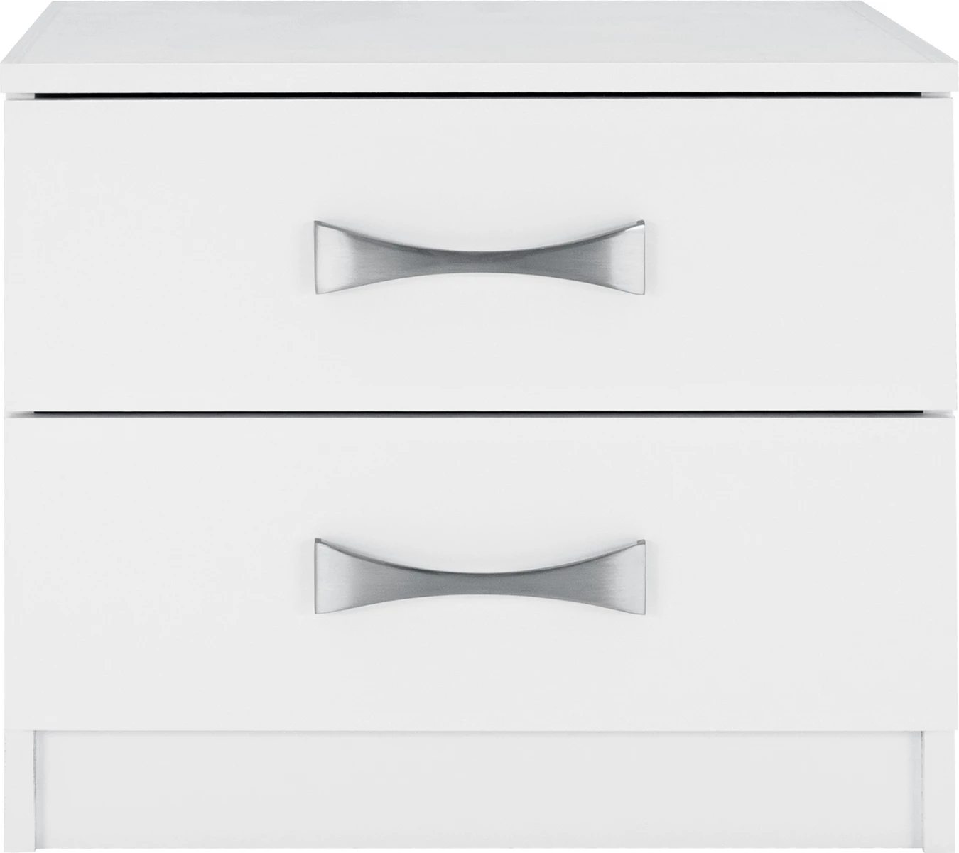 Nočna omarica z 2 predaloma in srebrnim ročajem FH2235.05 belo 48x40,5x41,5Ycm