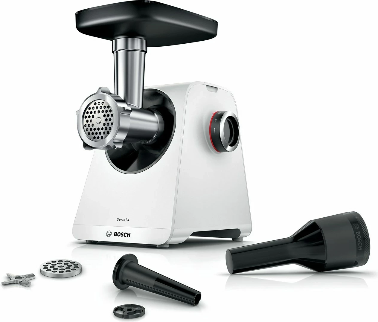Mlinček za meso Bosch Serie 4 MFWS420W, 1900 W, bel, črn