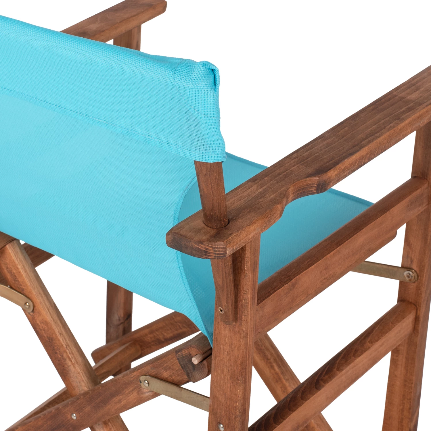 Režiserski stol LIMNOS FH10368.08 v barvi oreha in nebesno modrem textilenu 57x54x88,5 cm