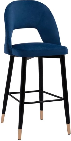 Barski stol Harper FH8526.08 žametno moder v kovinskem okvirju 50x51x111cm, set 2 kosov