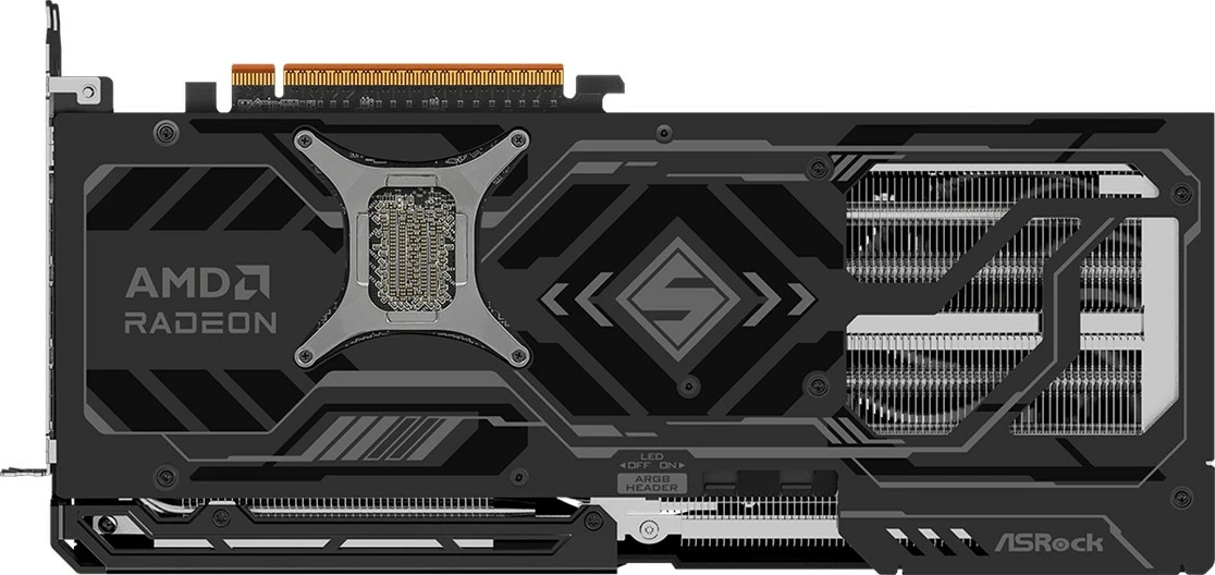 Grafična kartica Radeon RX 9070XT Steel Legend Dark ASRock, 16GB, 3 ventilatorji, večbarvna