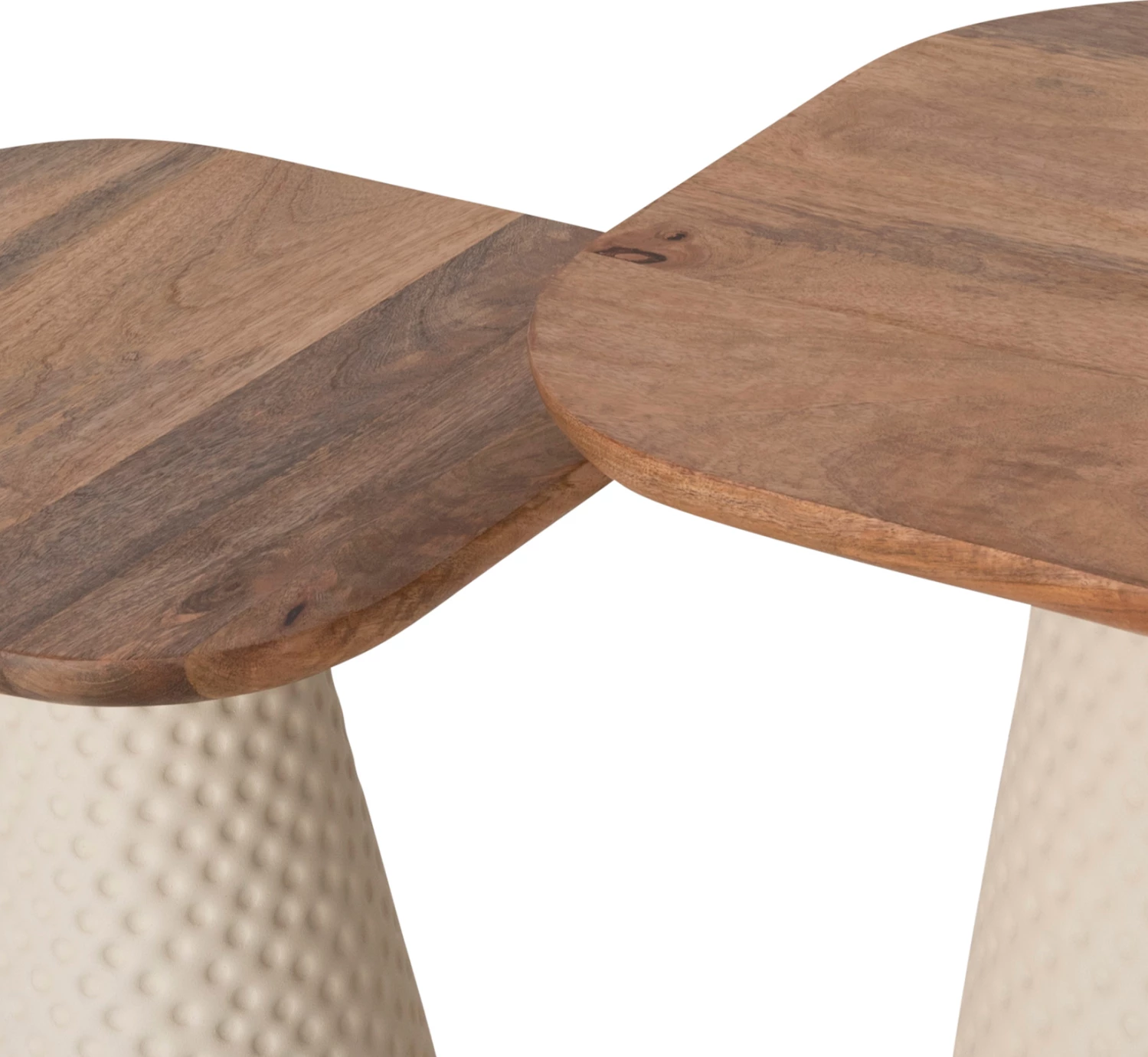 Klubske mizice 2 kosa GOLFER ΗΜ9924 kovinsko podnožje v slonokoščeni barvi-kvadratna plošča iz manga