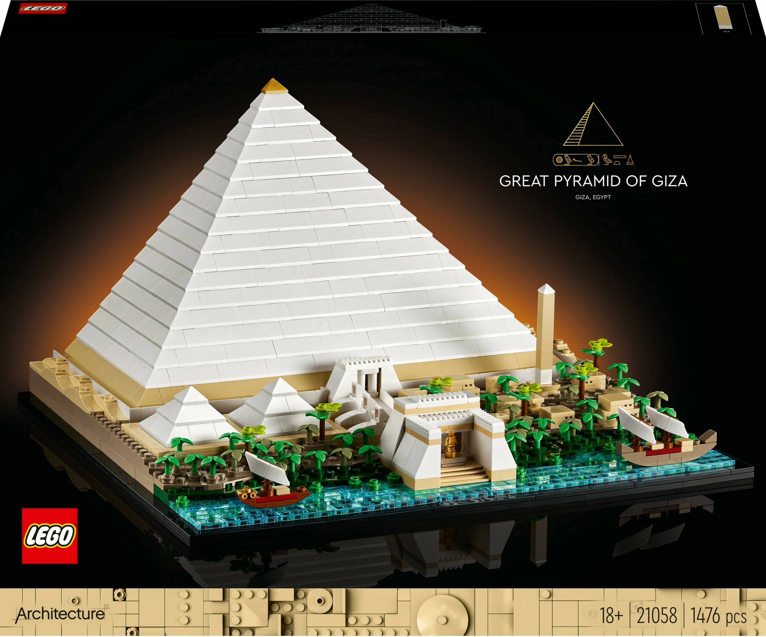 Model Piramide v Gizi, LEGO Architecture Great Pyramid of Giza, 1.476 kosov, večbarven