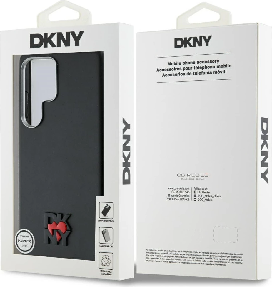 Zaščitni ovitek DKNY Leather Heart of NY za Samsung Galaxy S25 Ultra, črn