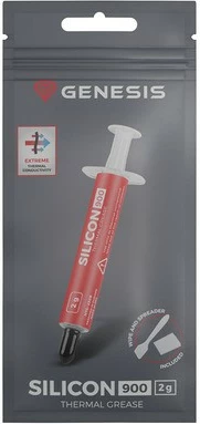 Toplotno prevodno pasto Natec GENESIS Silicon 900, 2 g, z lopatico in krpo, rdeča
