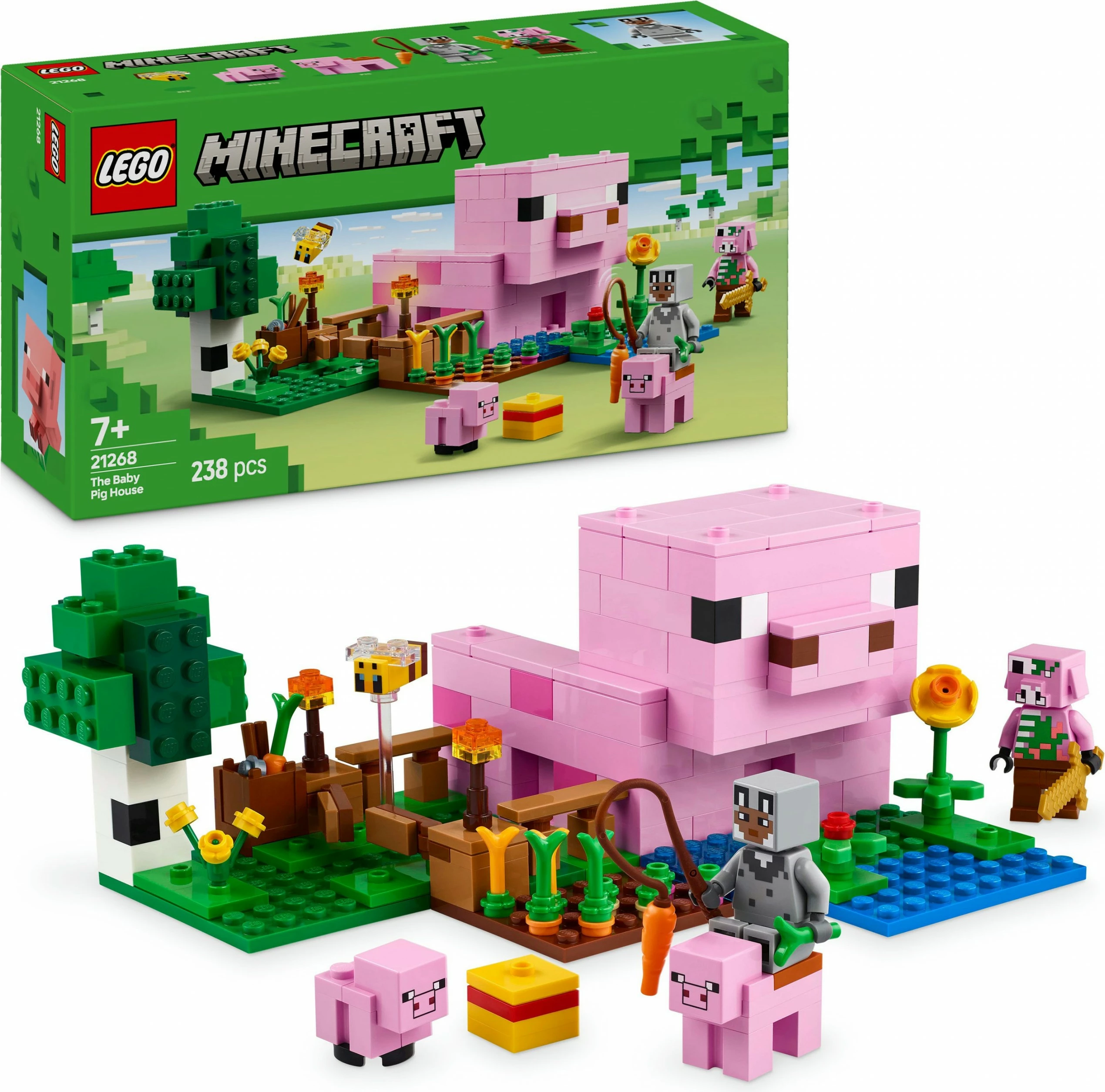 Gradbeni set LEGO Minecraft 21268 Hiša malih prašičkov, 238 kosov, večbarvno